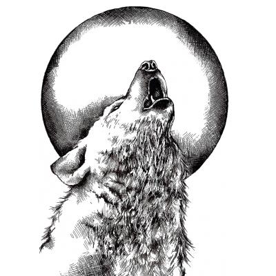 Crafty Individuals Rubber Stamp - Howling Wolf